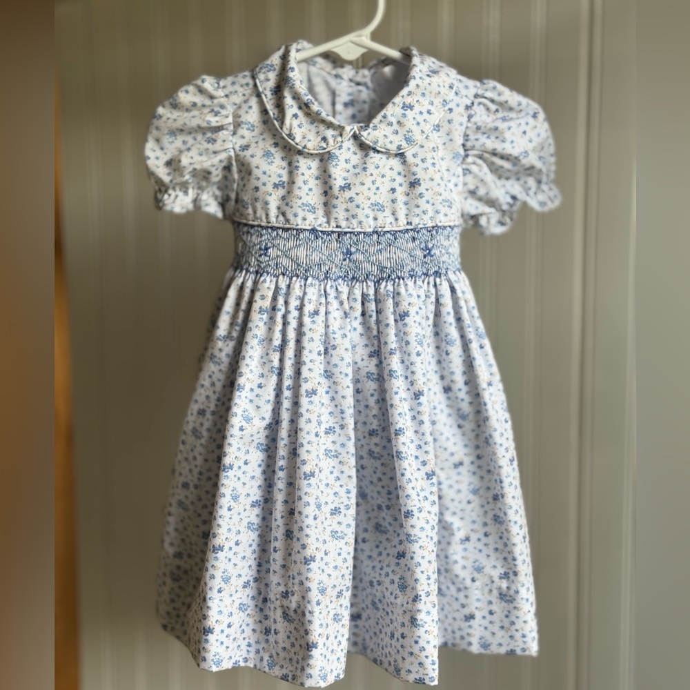 Eliza James Blue and White Floral Kids Dress 12M